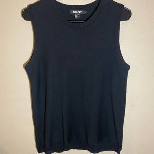 DKNY| 100% Wool Black Sweater Vest Tank Top Size L